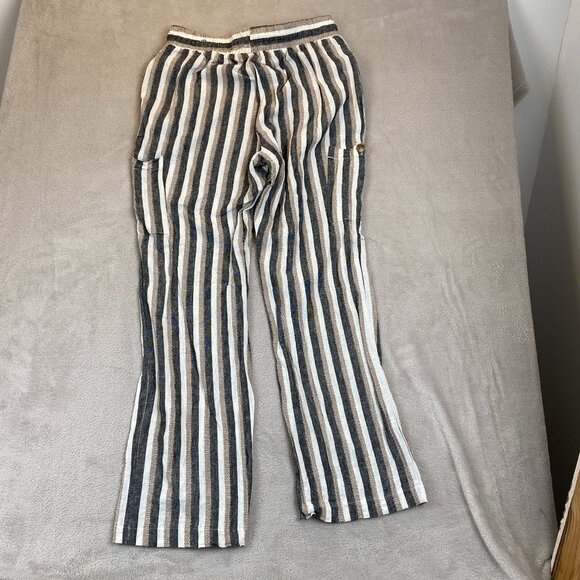 Marissa Olivia Womens Striped Linen & Rayon Blend Casual Pants With Drawstring W - Picture 9 of 9